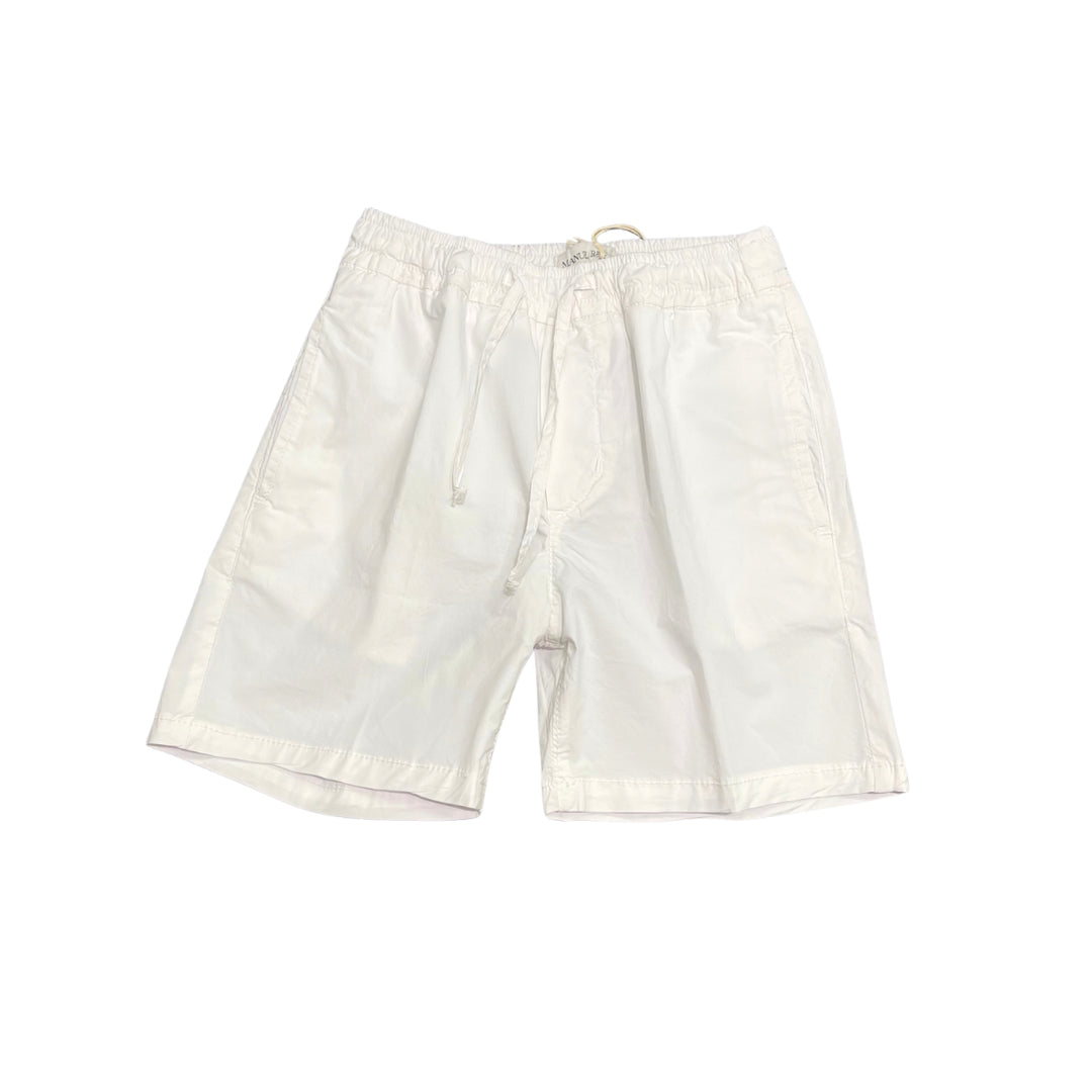 Bermuda in cotone paracadute leggero con elestico in vita MR2539KBIANC MANUEL RITZ