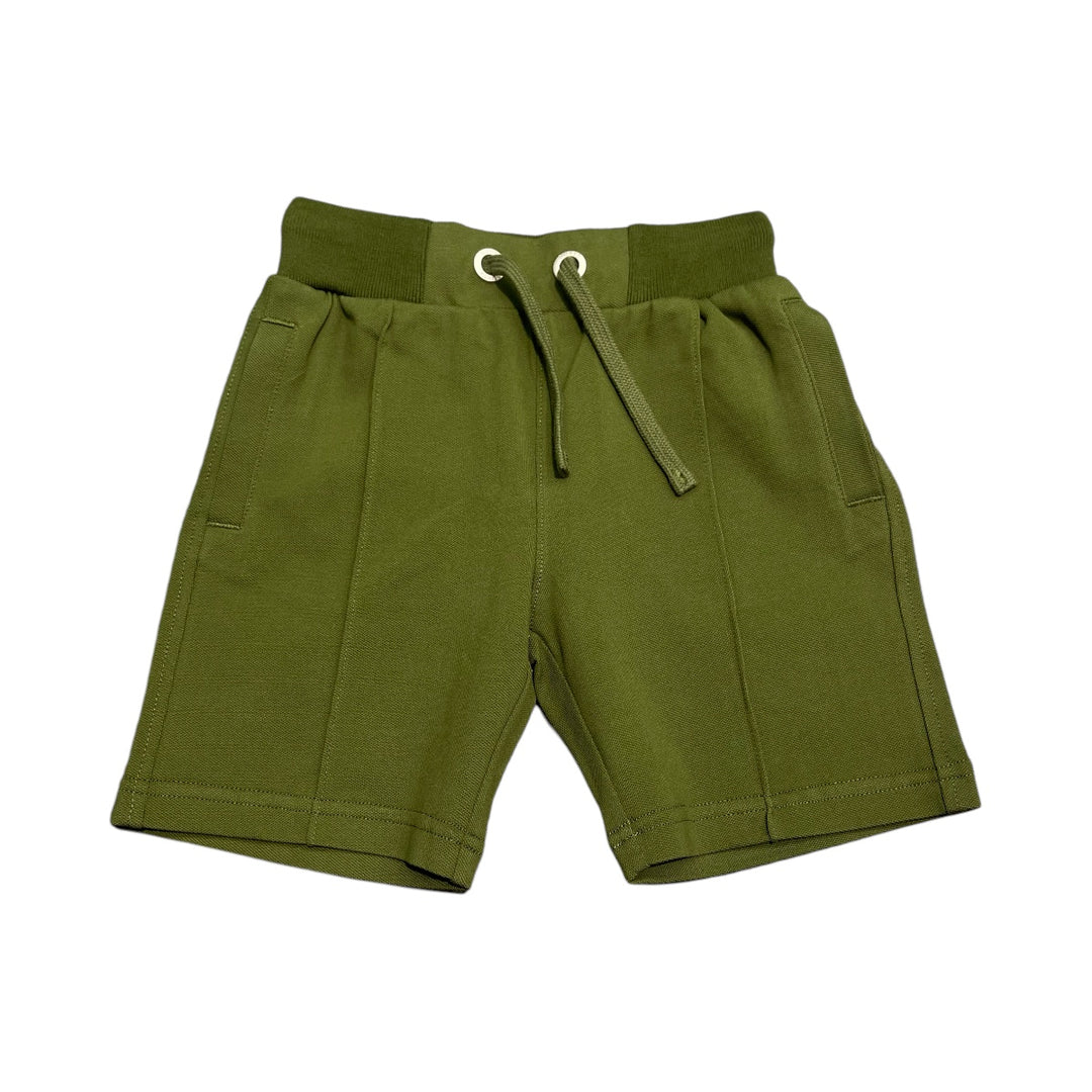 Bermuda in piquet con stampa logo F34338KVERDE SCU SUN 68