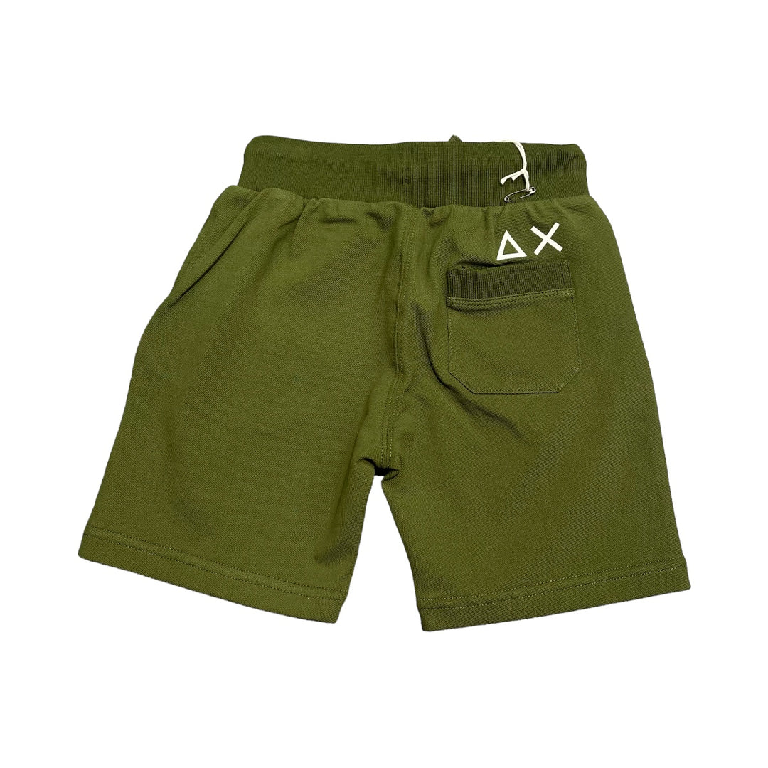 Bermuda in piquet con stampa logo F34338KVERDE SCU SUN 68
