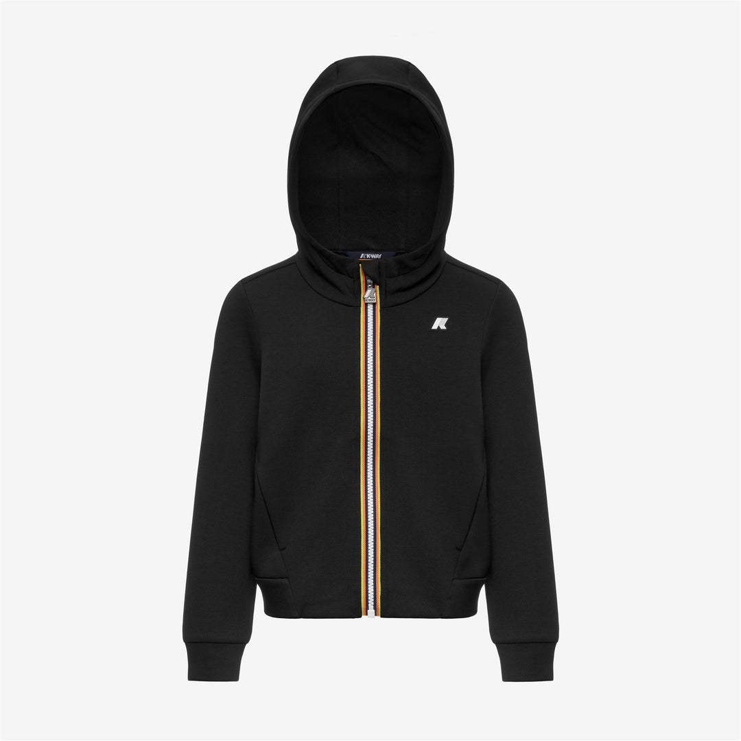 Felpa da bambina deva spacer in tessuto tecnico effetto neoprene con cappuccio e logo 