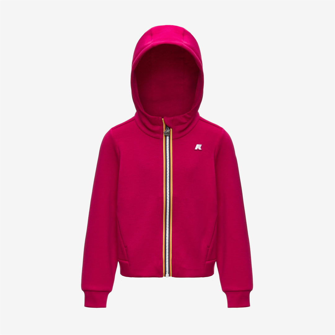 Felpa da bambina deva spacer in tessuto tecnico effetto neoprene con cappuccio e logo 