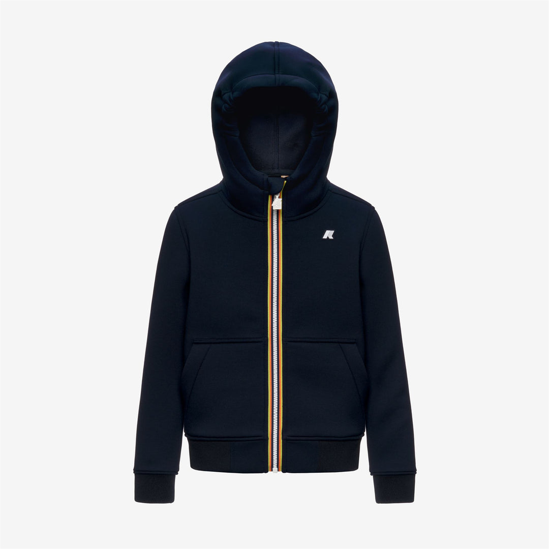 Felpa da bambino berenger spacer in tessuto tecnico effetto neoprene full zip con logo 