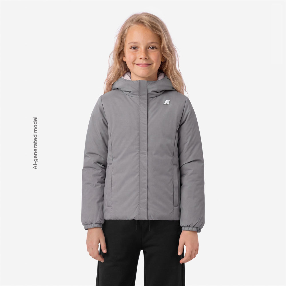Giubbino da bambina lily warm reversibile in tessuto tecnico e piuma ecologica 