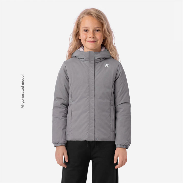 Giubbino da bambina lily warm reversibile in tessuto tecnico e piuma ecologica 