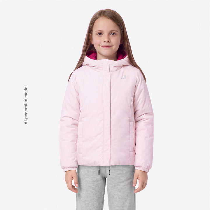 Giubbino da bambina lily warm reversibile in tessuto tecnico e piuma ecologica 