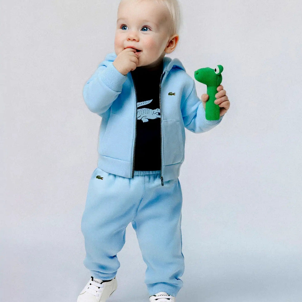 Tuta da neonati con felpa full zip cappuccio e logo, pantalone e bodt manica lunga con stampa 