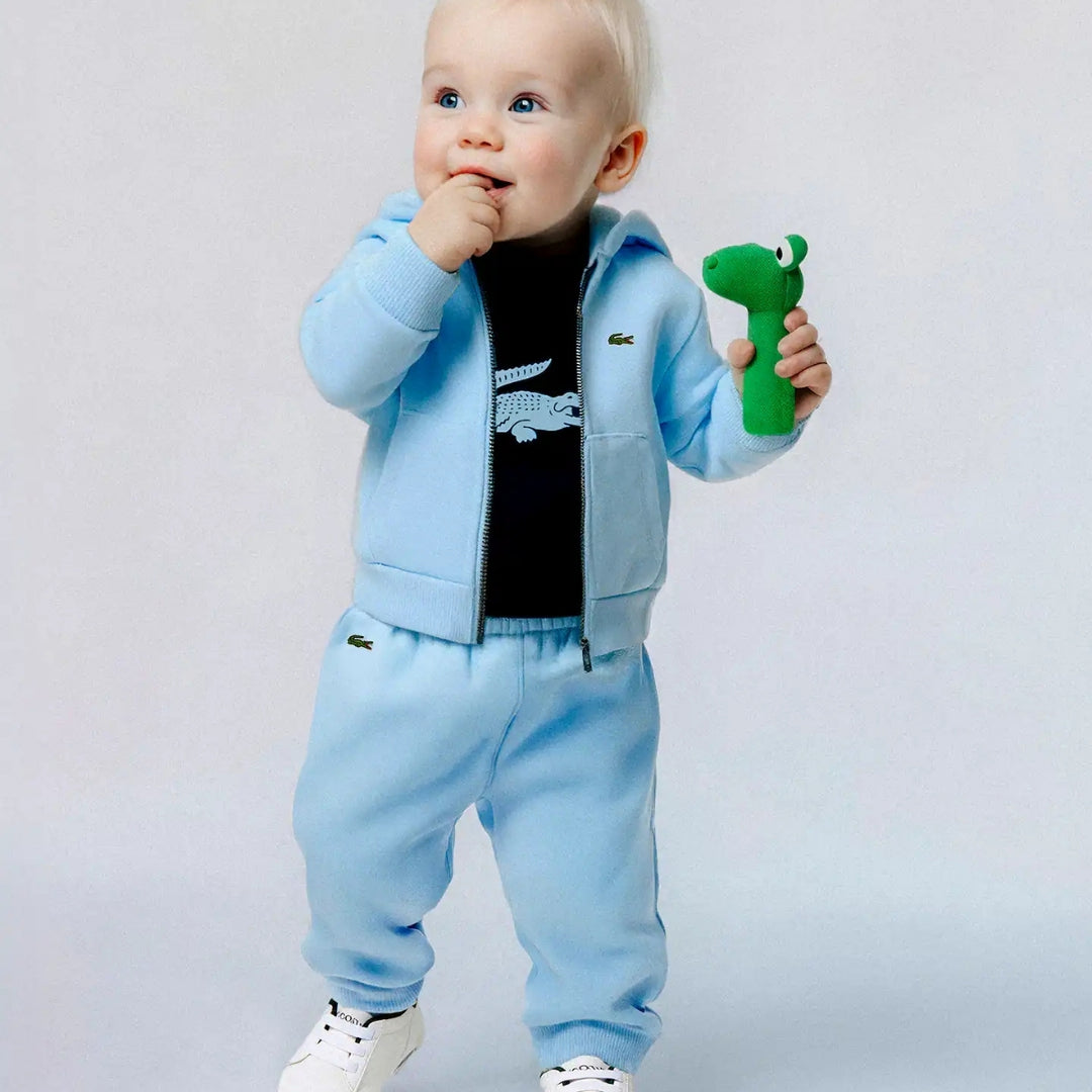Tuta da neonati con felpa full zip cappuccio e logo, pantalone e bodt manica lunga con stampa 