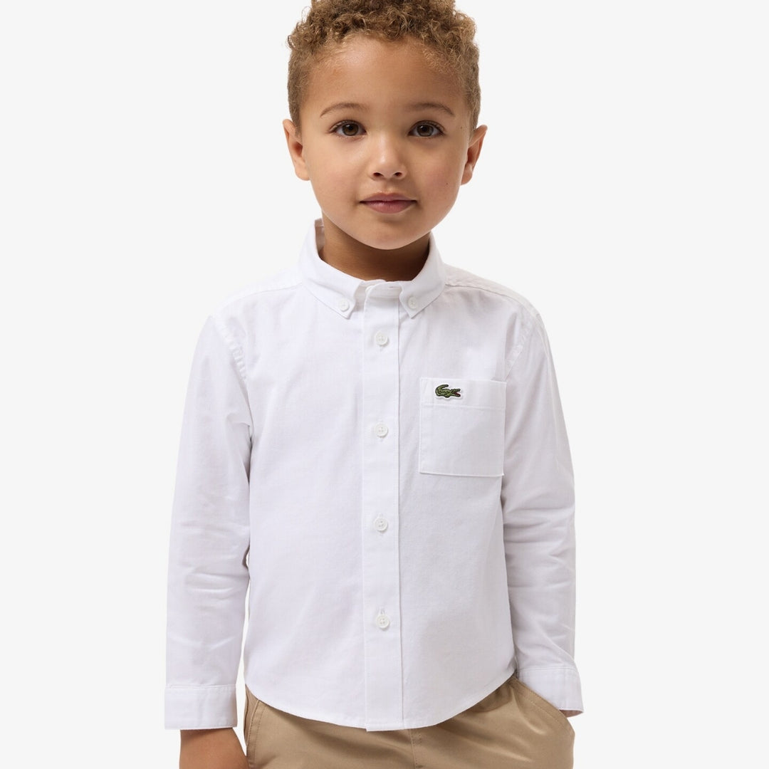 Camicia da bambino in oxford botton down e taschino con logo 