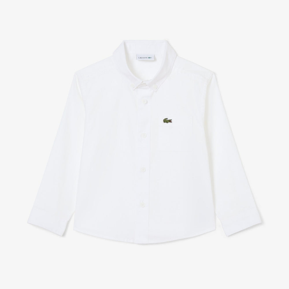 Camicia da bambino in oxford botton down e taschino con logo 