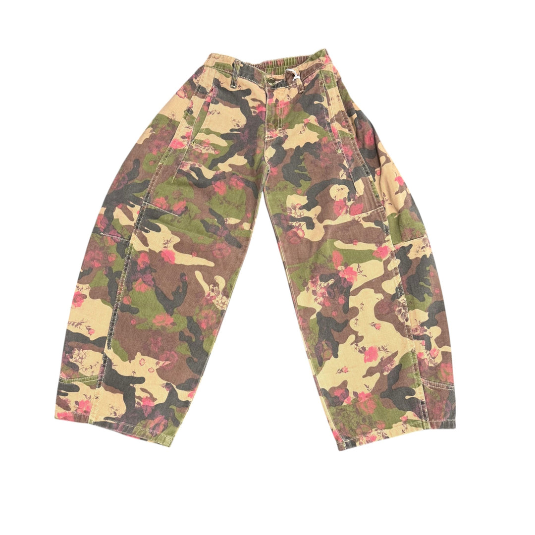 Jeans da bambina loose fit banana fantasia camouflage colorato 