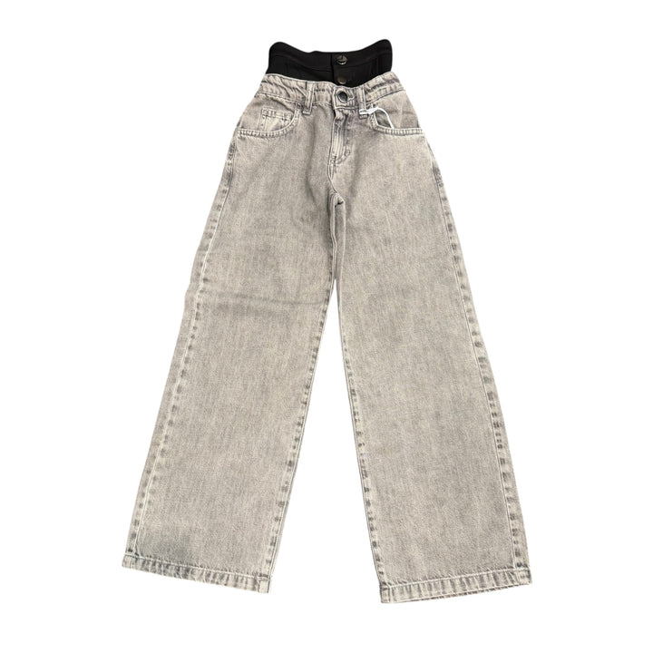 Jeans da bambina fit comodo largo con doppio bustino in tessuto elastico 