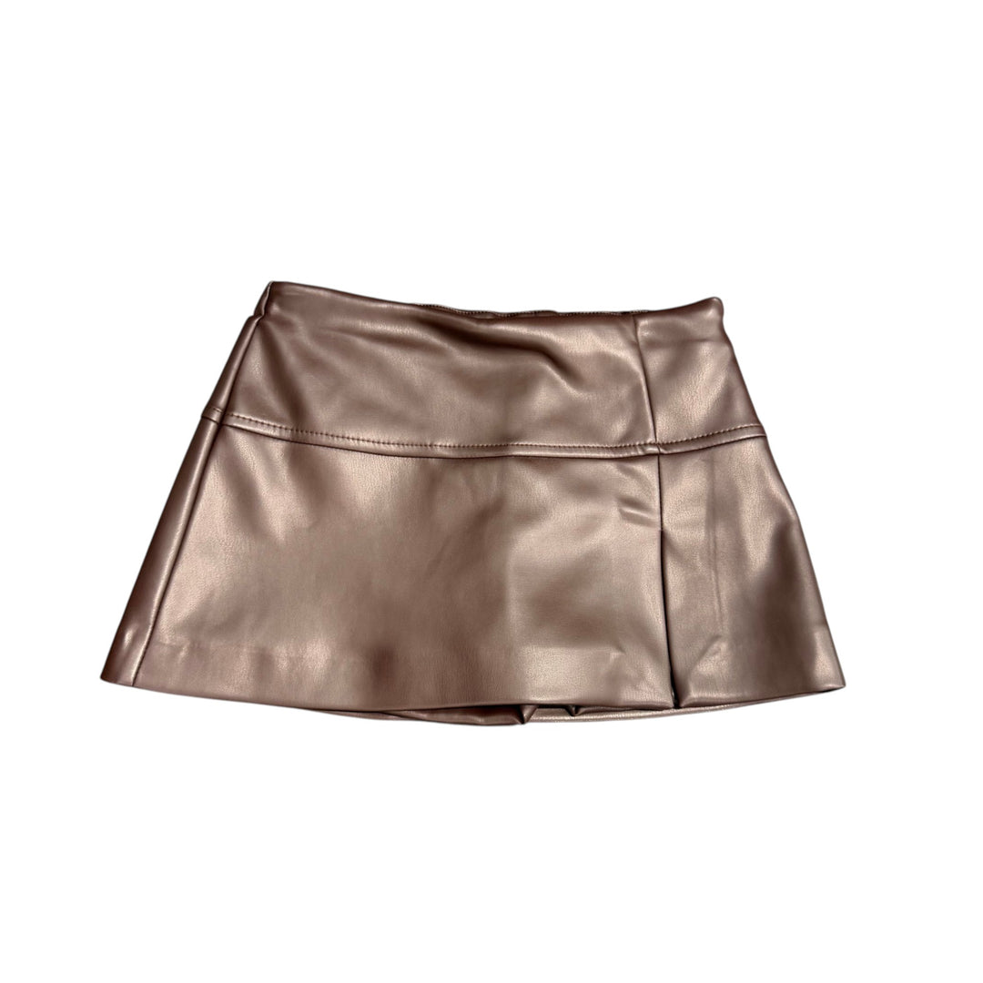 Shorts da bambina effetto gonna in ecopelle 