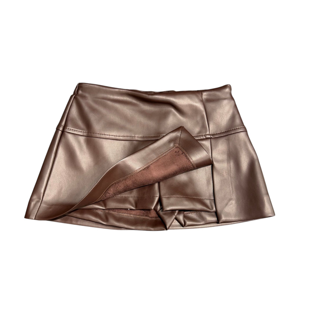 Shorts da bambina effetto gonna in ecopelle 