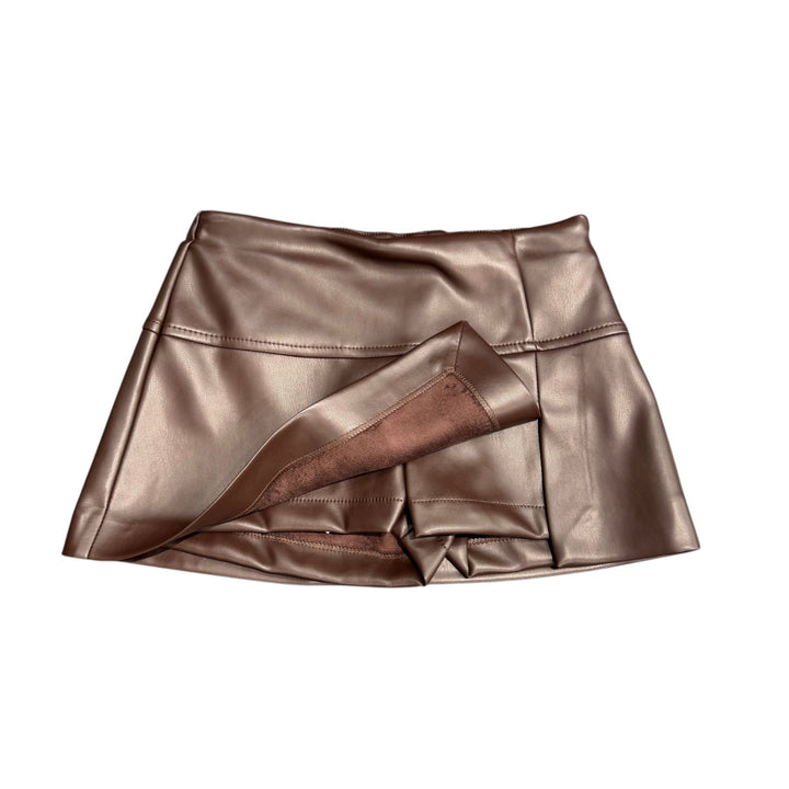 Shorts da bambina effetto gonna in ecopelle 