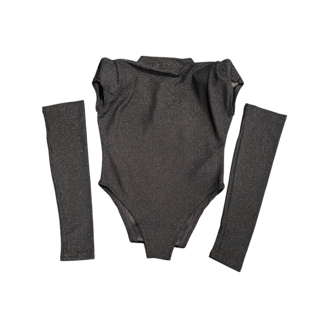 Body da bambina glitter con manicotti 