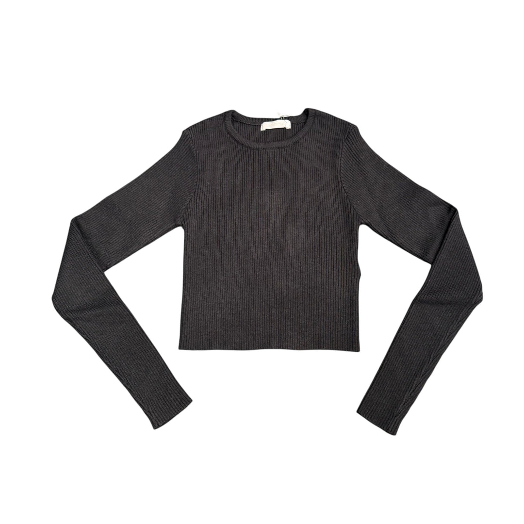 Maglia da bambina a costina corta slim manica lunga 