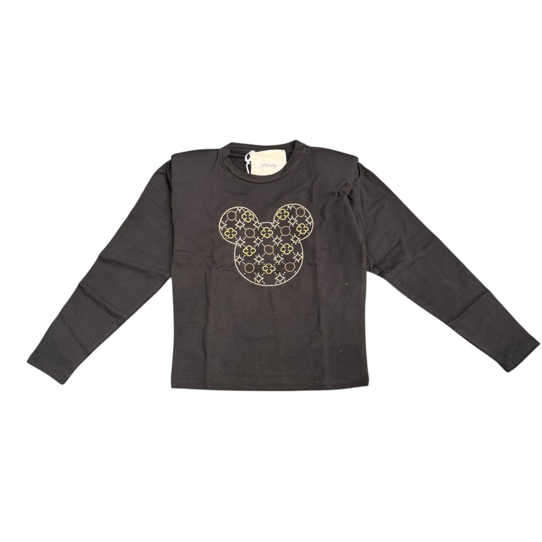 T-shirt da bambina con applicazione a forma di topolina 