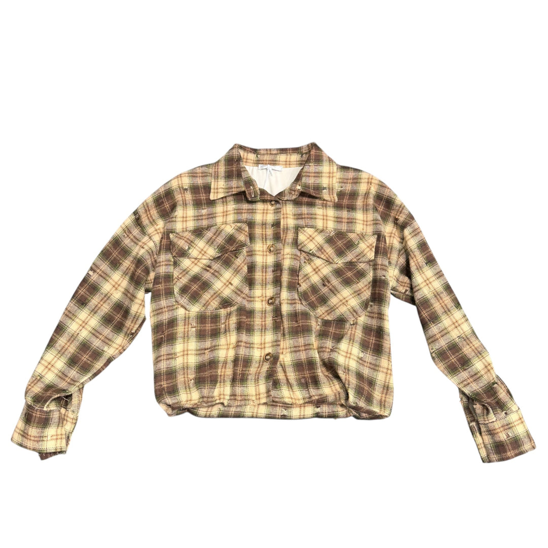 Giacca camicia da bambina foderata fantasia quadri 