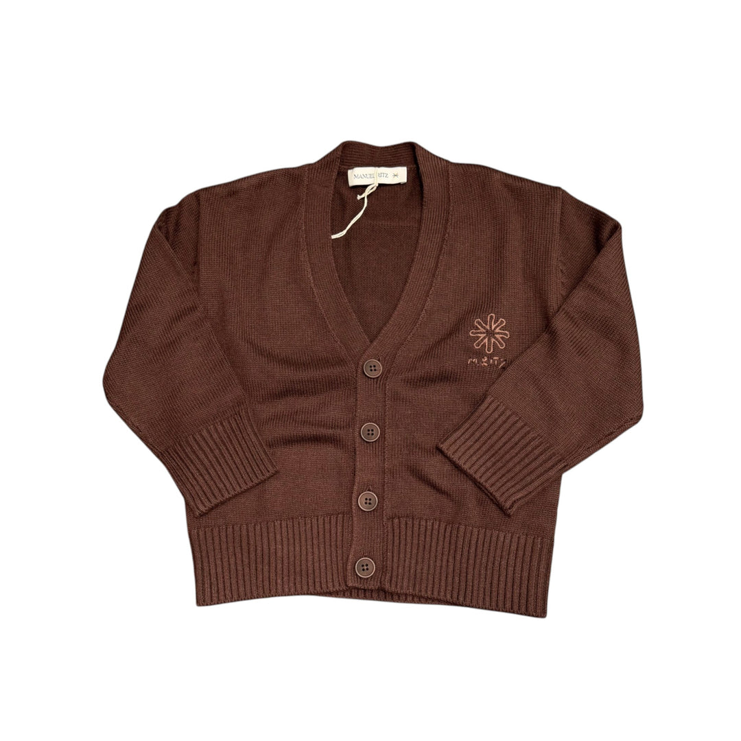Maglia misto lana da bambino a cardigan con bottoni e ricamo logo 