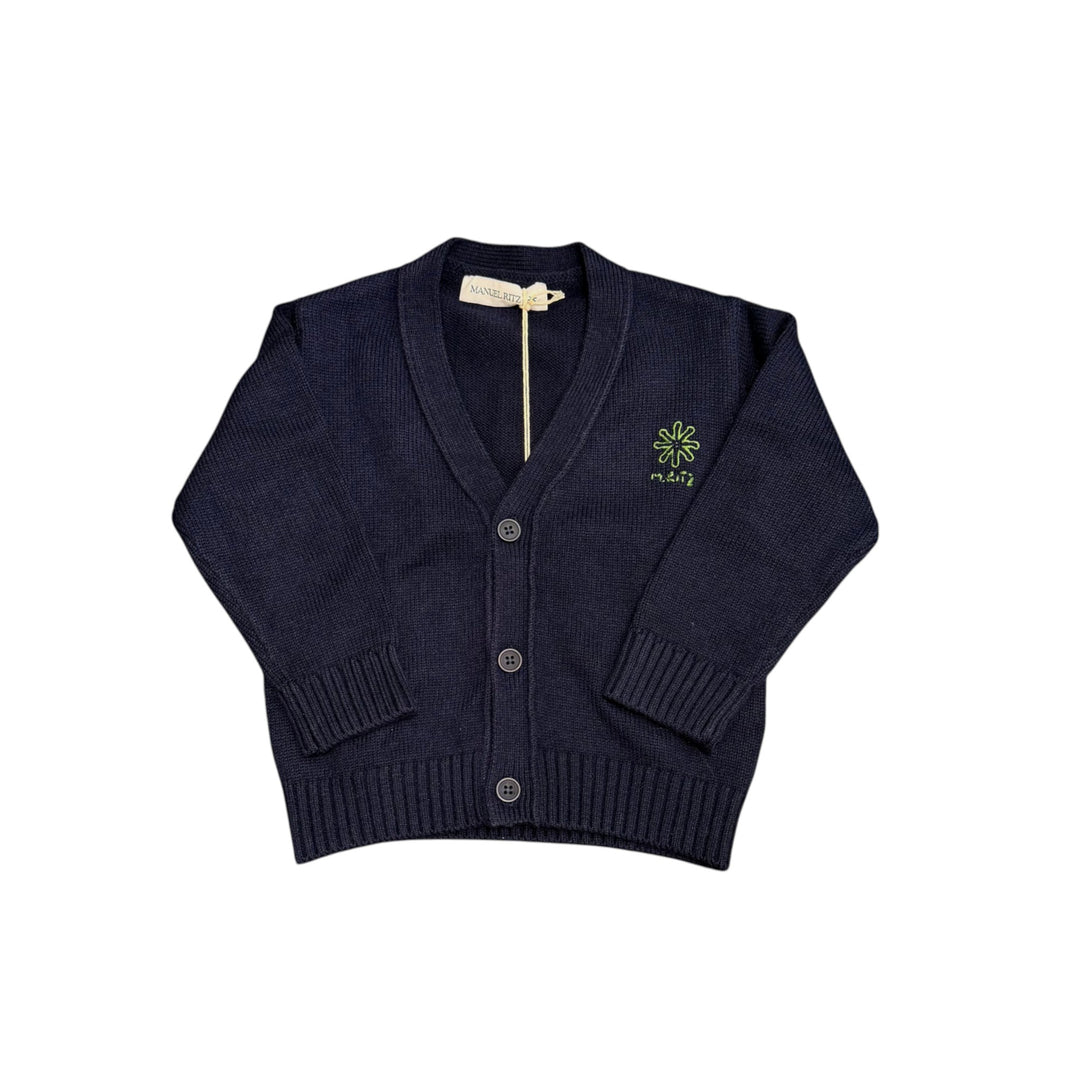 Maglia misto lana da neonato a cardigan con bottoni e logo 