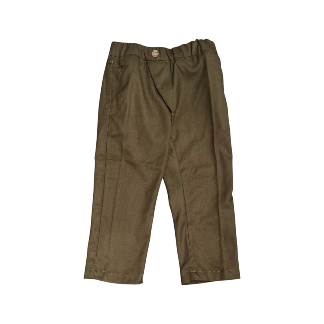 Pantalone da neonati tessuto effetto lana con finta abbottonatura asimmetrica ed elastico in vita 