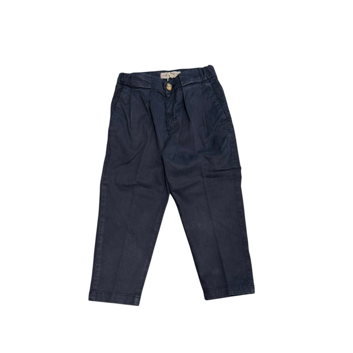 Pantalone da bambino con dippia pence modello japan in gambardina con elastico in vita 
