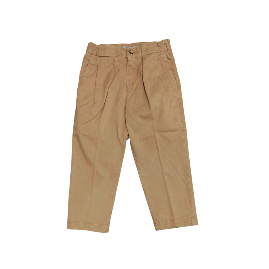 Pantalone da bambino con dippia pence modello japan in gambardina con elastico in vita 