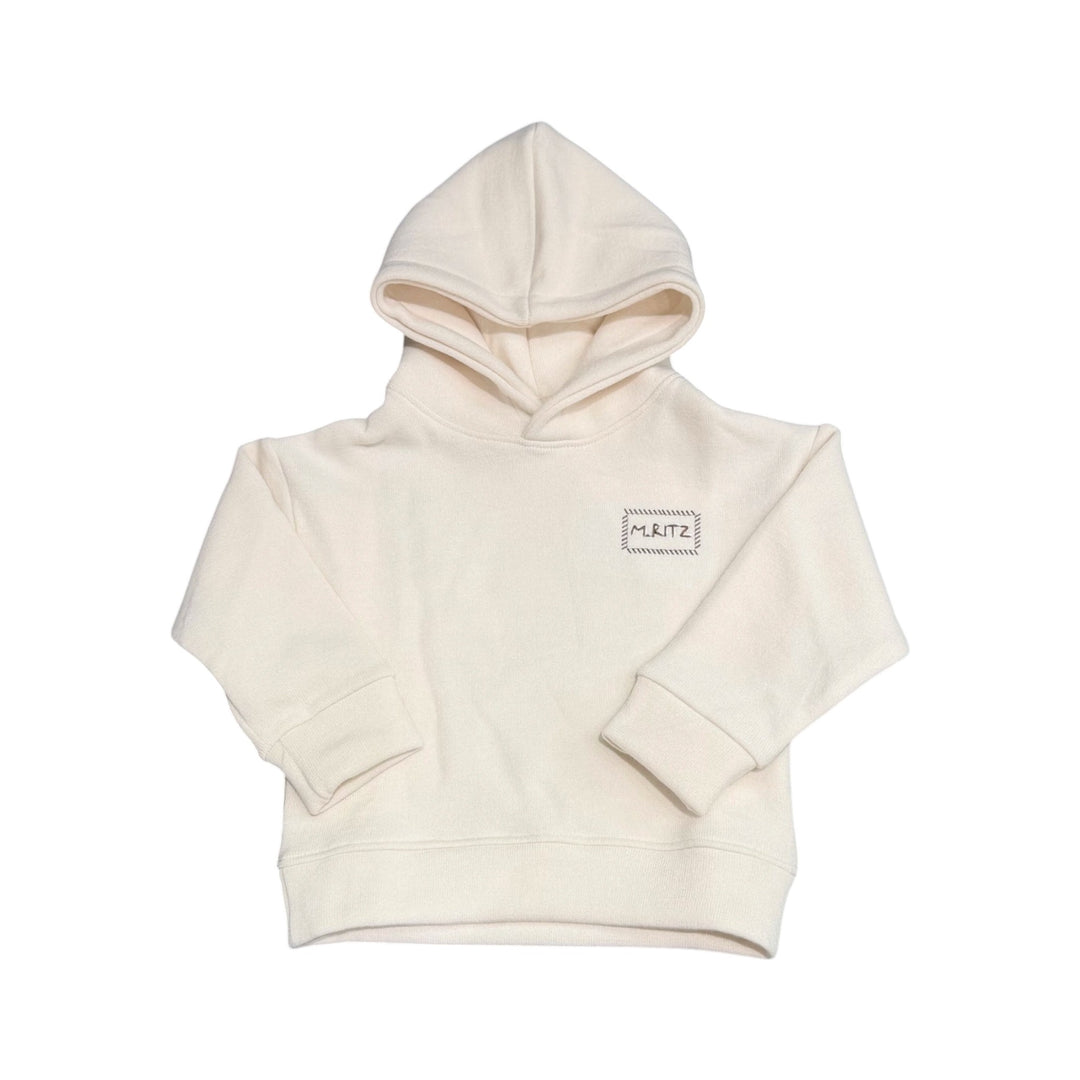 Felpa da bambino con cappuccio e ricamo logo tessuto effetto lana 