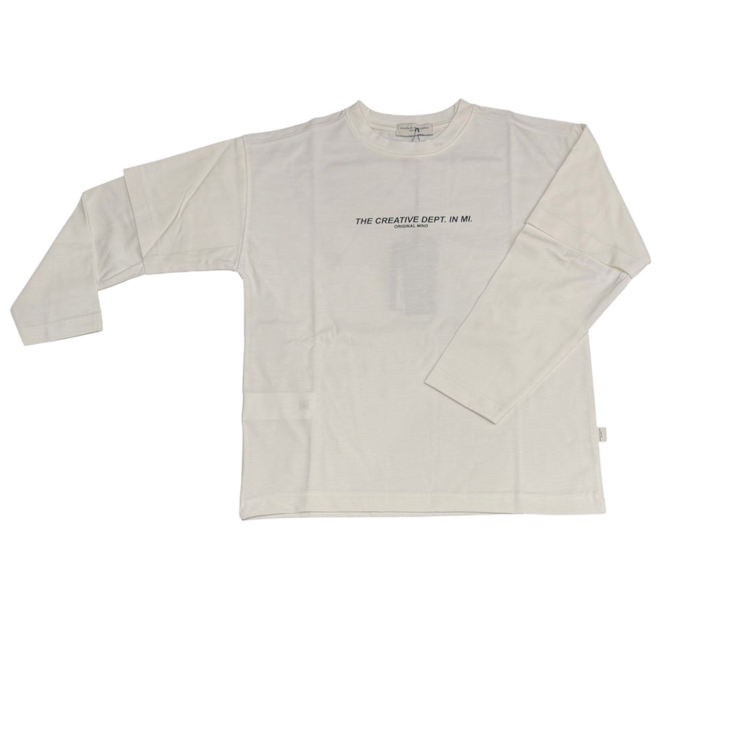 T-shirt da bambino in cotone manica lunga over con stampa 