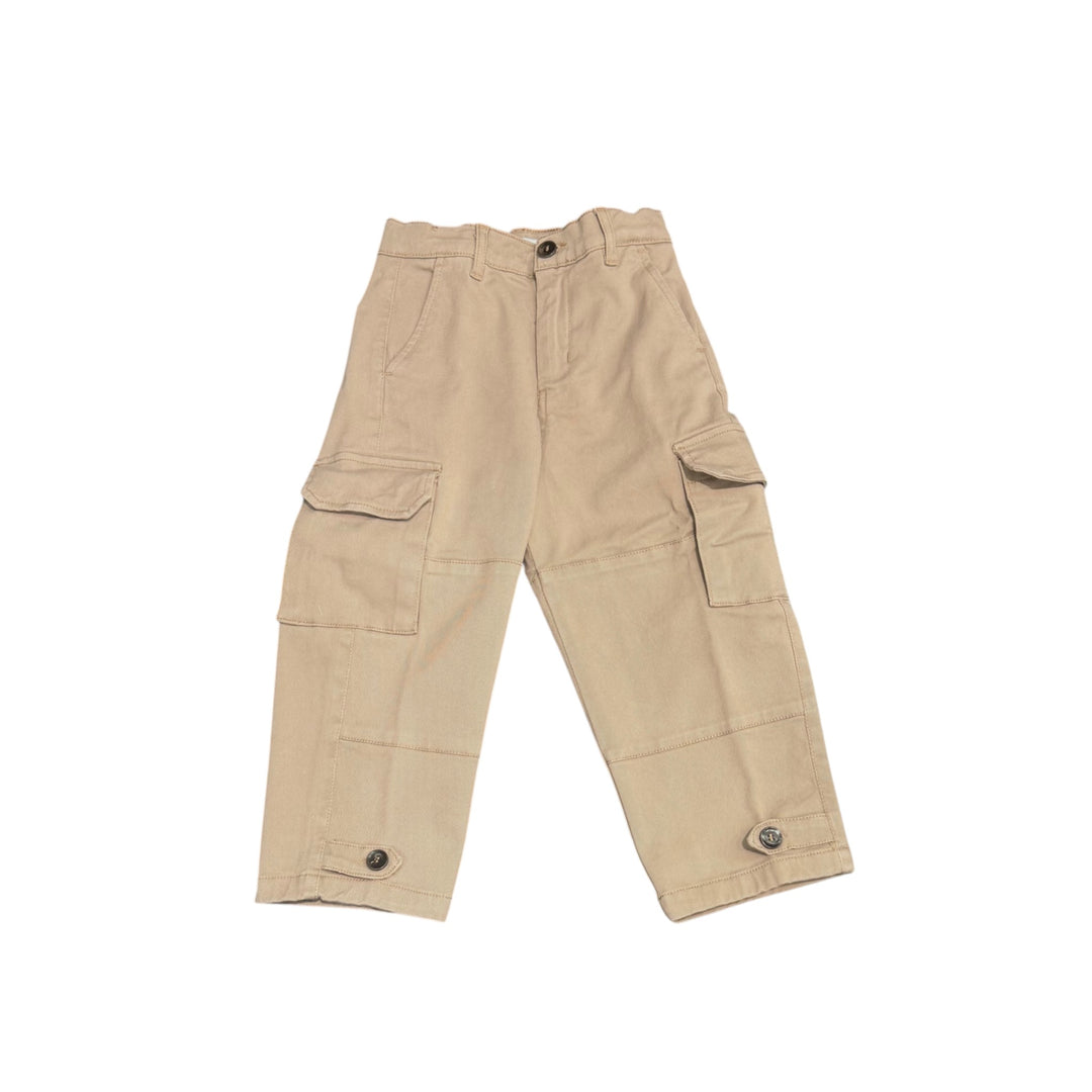 Pantalone da bambino in gambardina di cotone con tasconi vestibilità comoda 