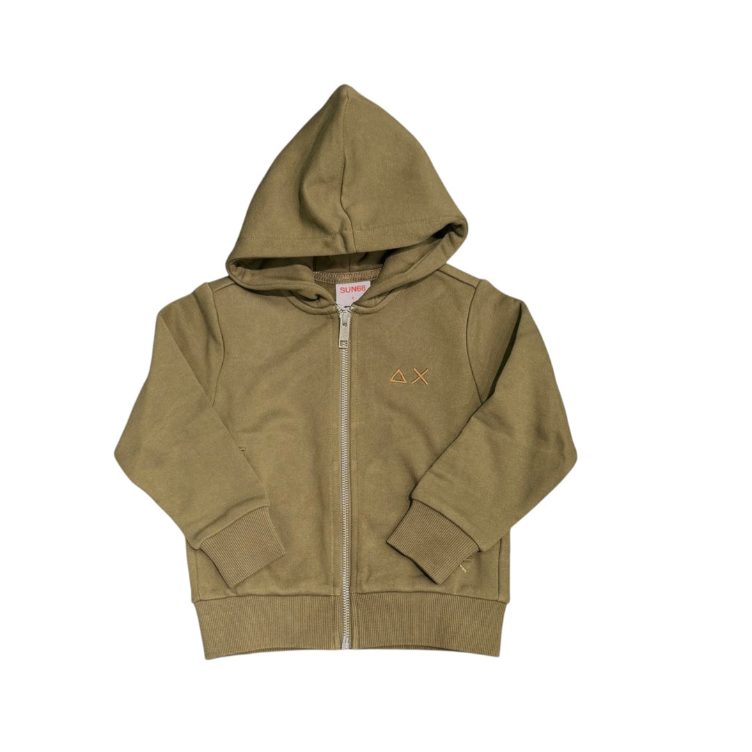 Felpa da bambino full zip con cappuccio e ricamo logo 