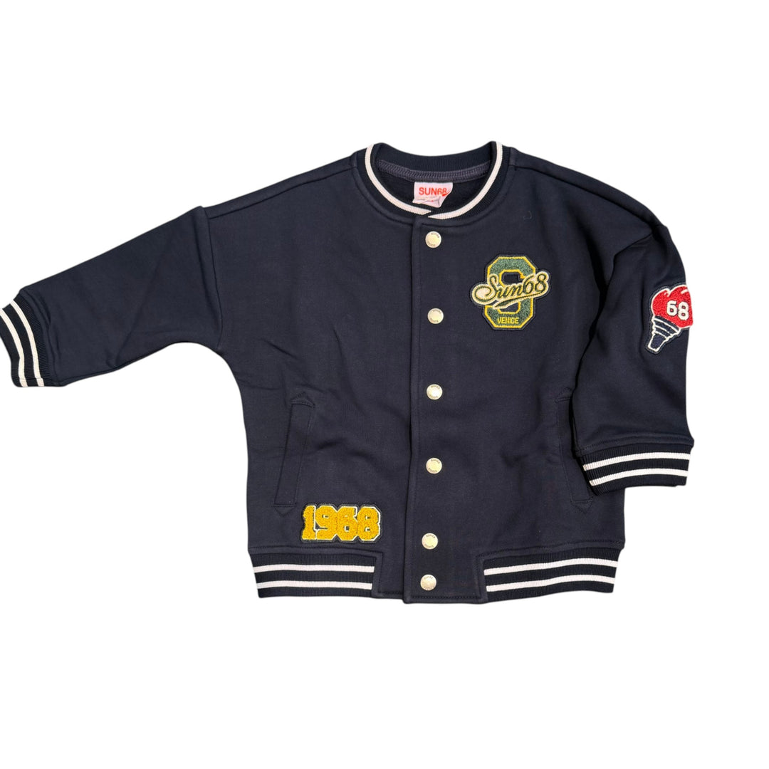 Felpa da bambino modello college con patchwork 