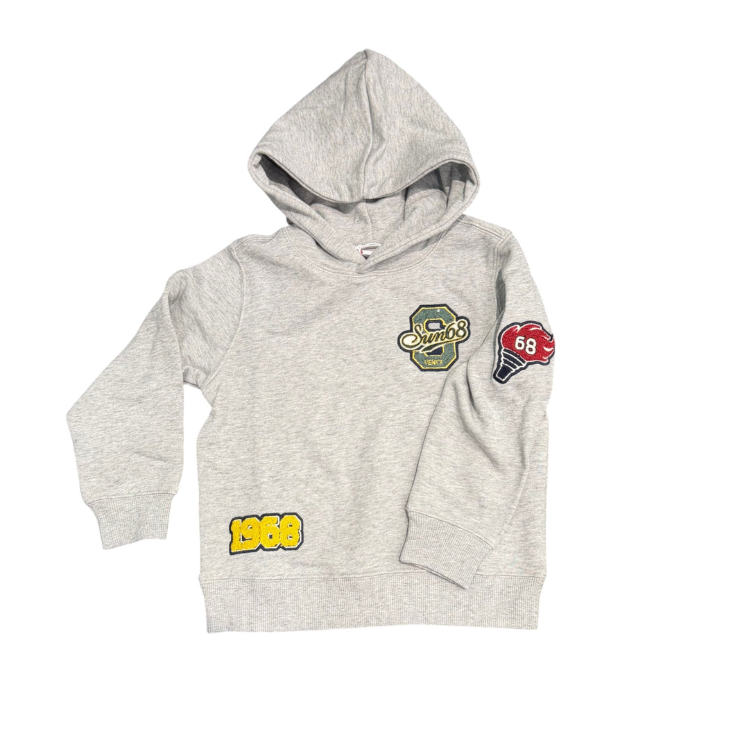 Felpa da bambino con cappuccio patchwork logo 