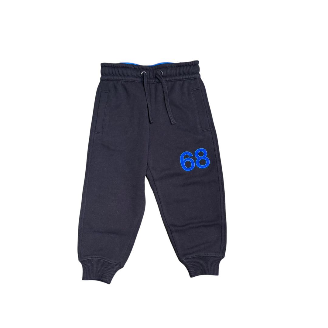Pantalone da bambino in felpa con ricamo logo fluo 