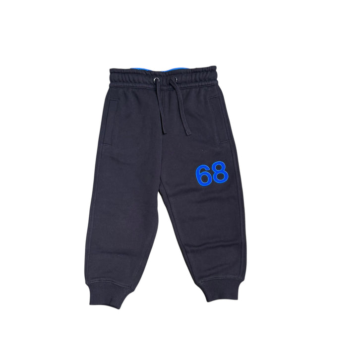 Pantalone da bambino in felpa con ricamo logo fluo 