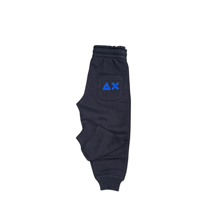 Pantalone da bambino in felpa con ricamo logo fluo 