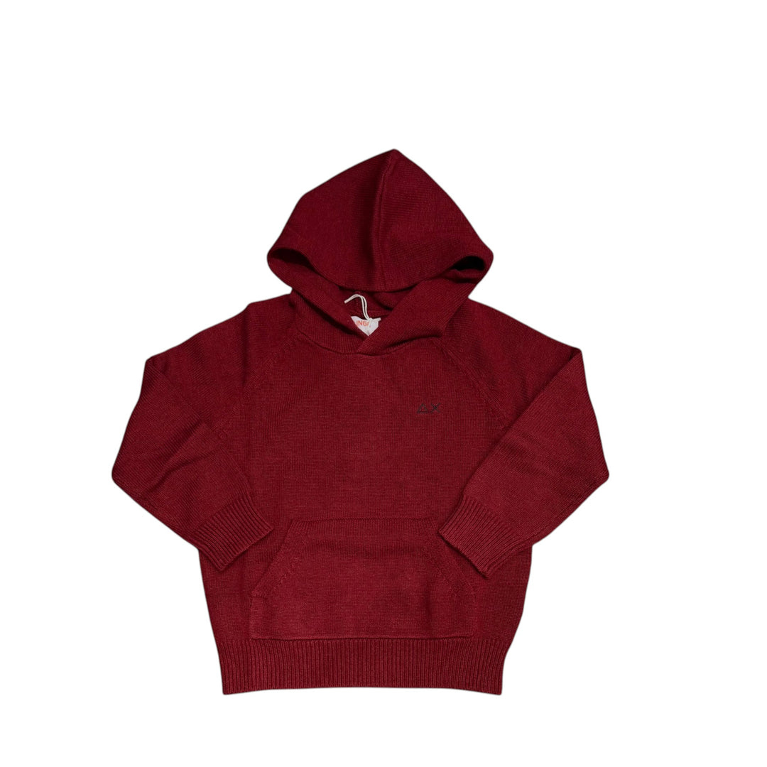 Maglia misto lana da bambino con cappuccio e logo taglio felpa 