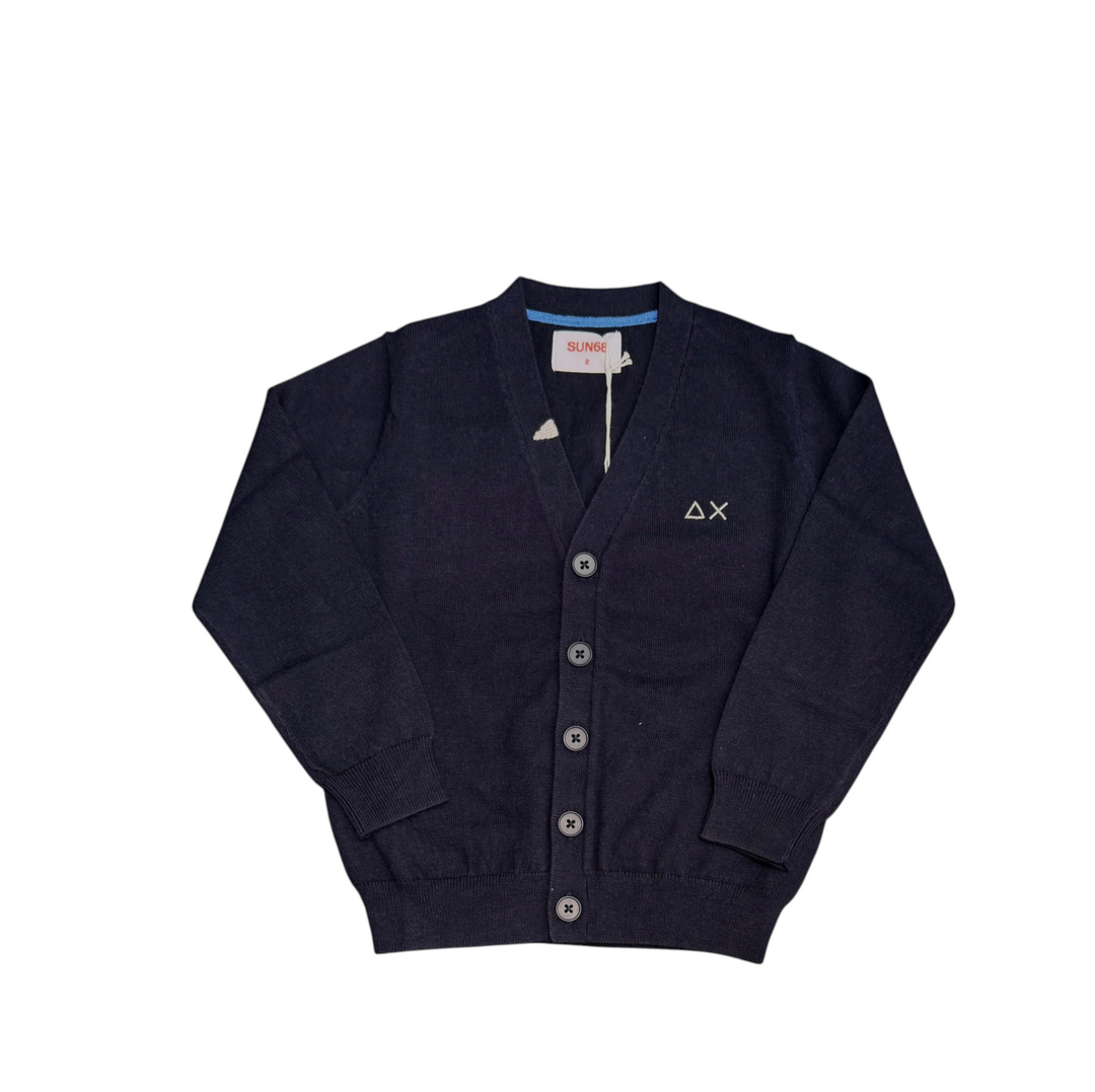Maglia misto lana da bambino a cardigan con logo 