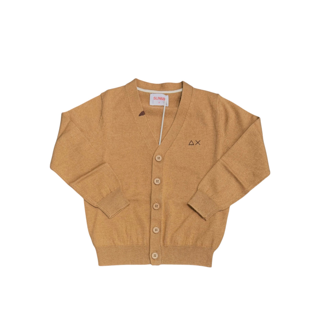 Maglia misto lana da bambino a cardigan con logo 
