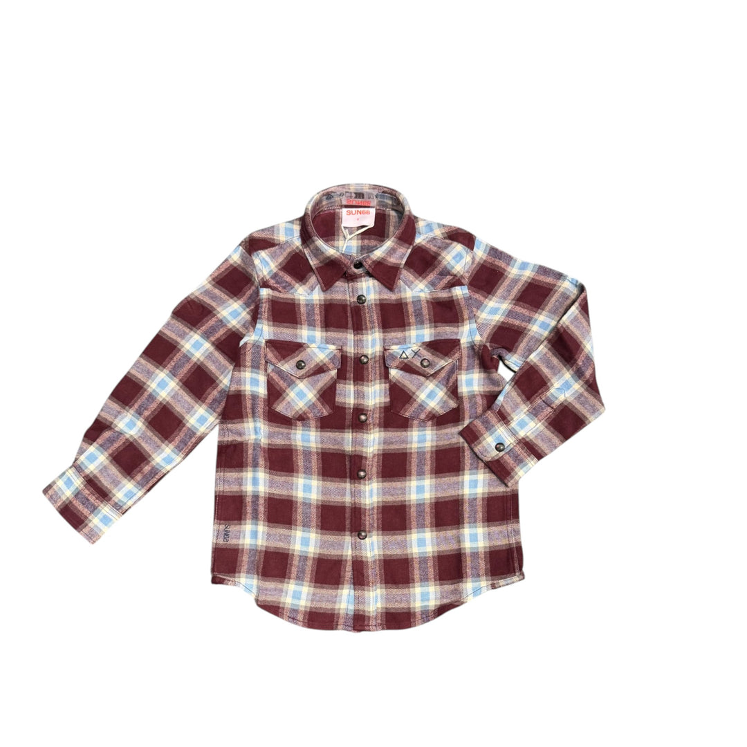 Camicia da bambino in flanella modello texano con tasche fantasia quadri 