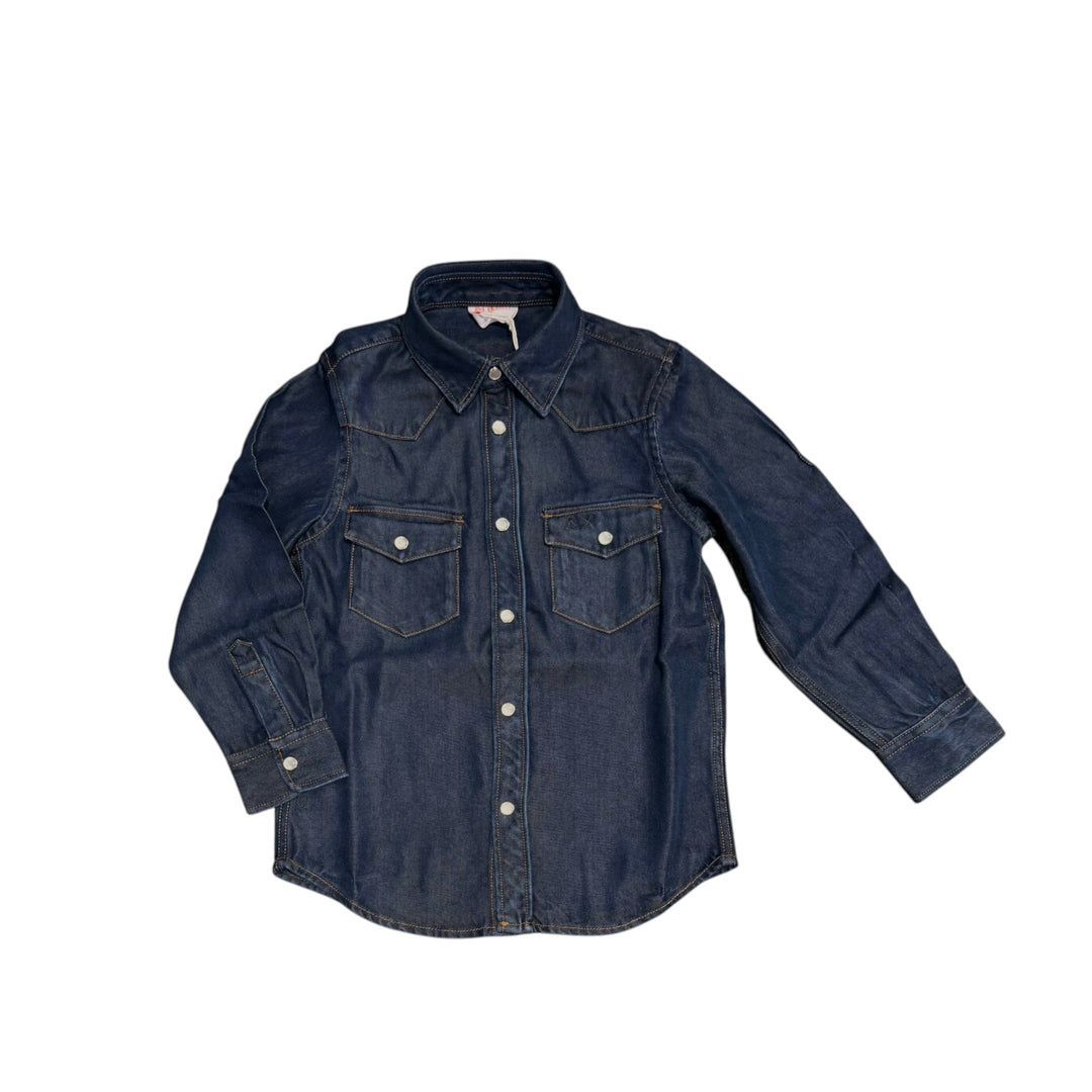 Camicia da bambino di jeans modello texano con tasche 