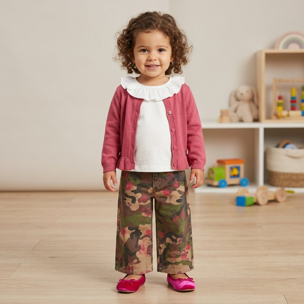 Cardigan da bambina misto lana con bottoni 