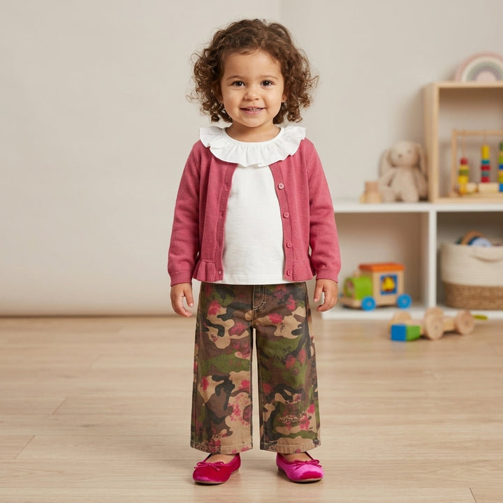 Cardigan da bambina misto lana con bottoni 