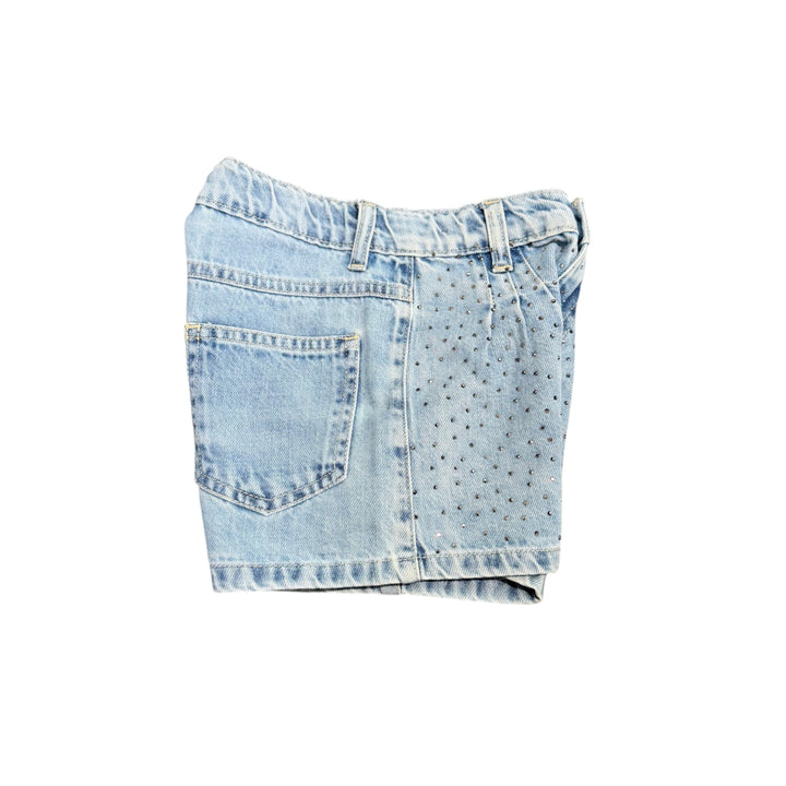 Shorts da bambina in denim con strass 