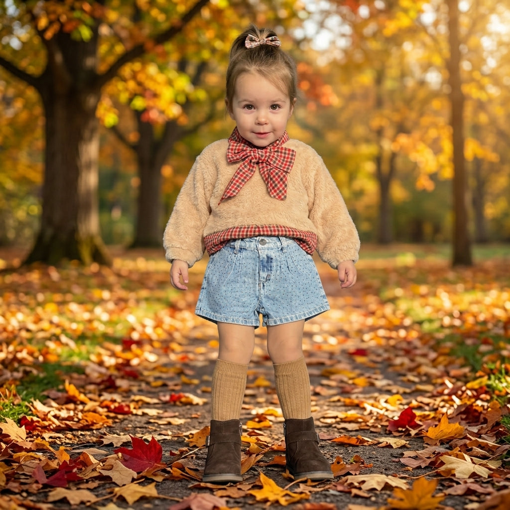 Shorts da bambina in denim con strass 