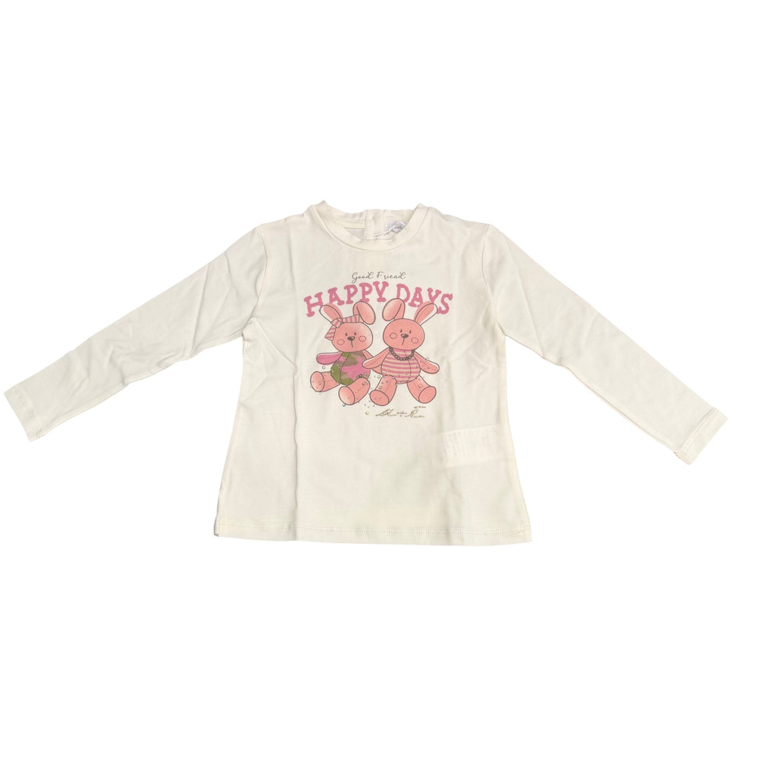 T-shirt da bambina in cotone con stampa coniglietti 