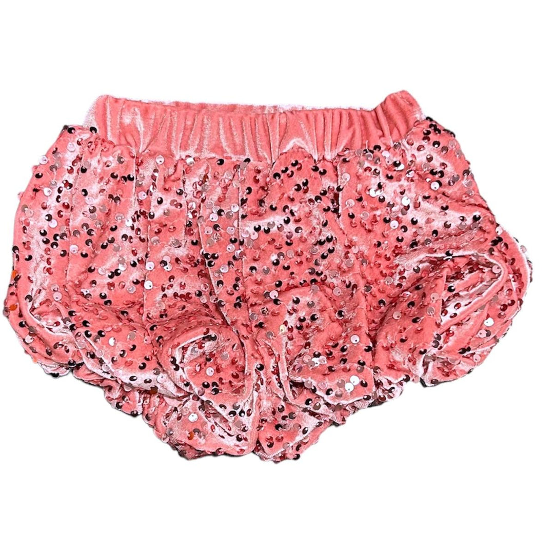 Shorts da neonata corto effetto ciniglia con strass UE2113NROSA U+E'