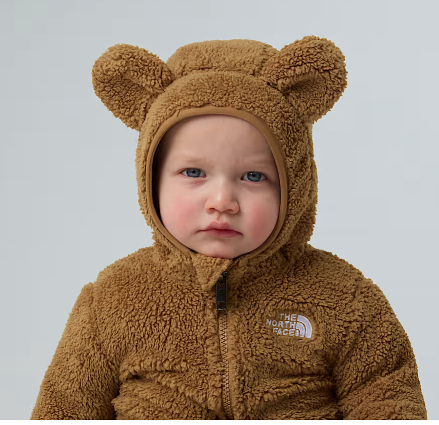 Felpa teddy full zip con cappuccio con orecchie in ecopelliccia con logo CAMPSHIRE HOODIECAMMELLO THE NORTH FACE