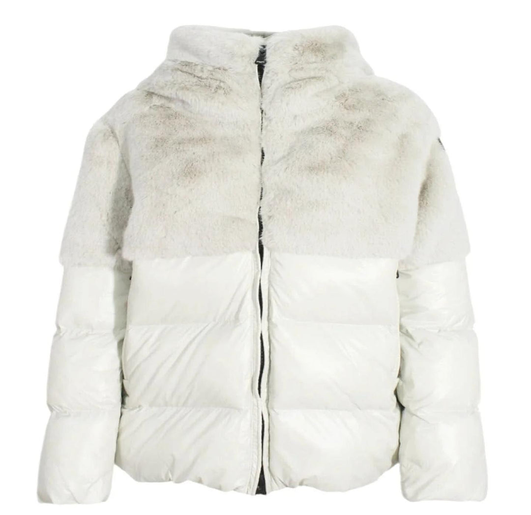 Giubbino da bambina in piuma con parte superiore in ecopelliccia FANEVILGHIACCIO BLAUER