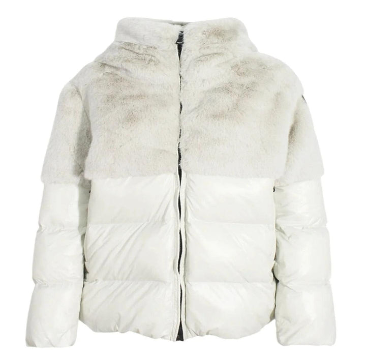 Giubbino da bambina in piuma con parte superiore in ecopelliccia FANEVILGHIACCIO BLAUER